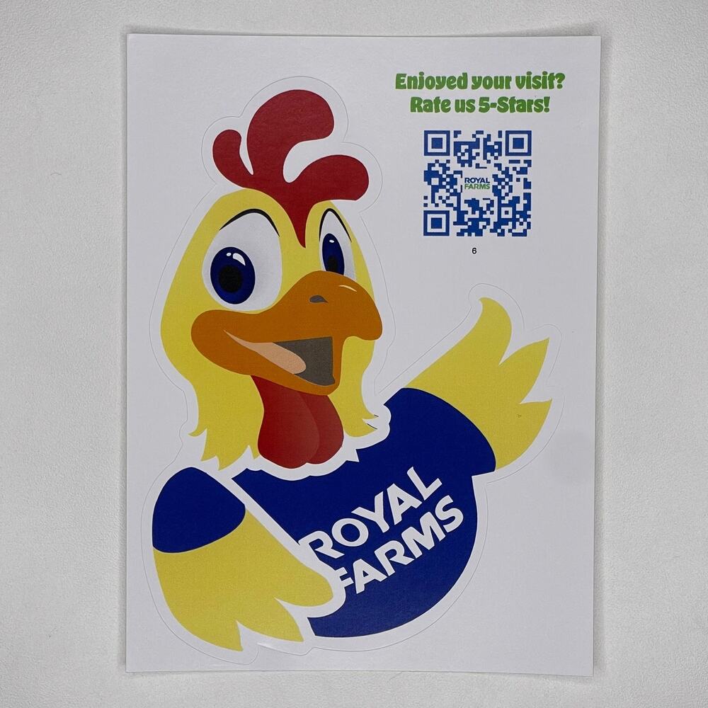 Royal Farms Sticker — RoFo World Famous Fried Chicken Mascot Baltimore Maryland